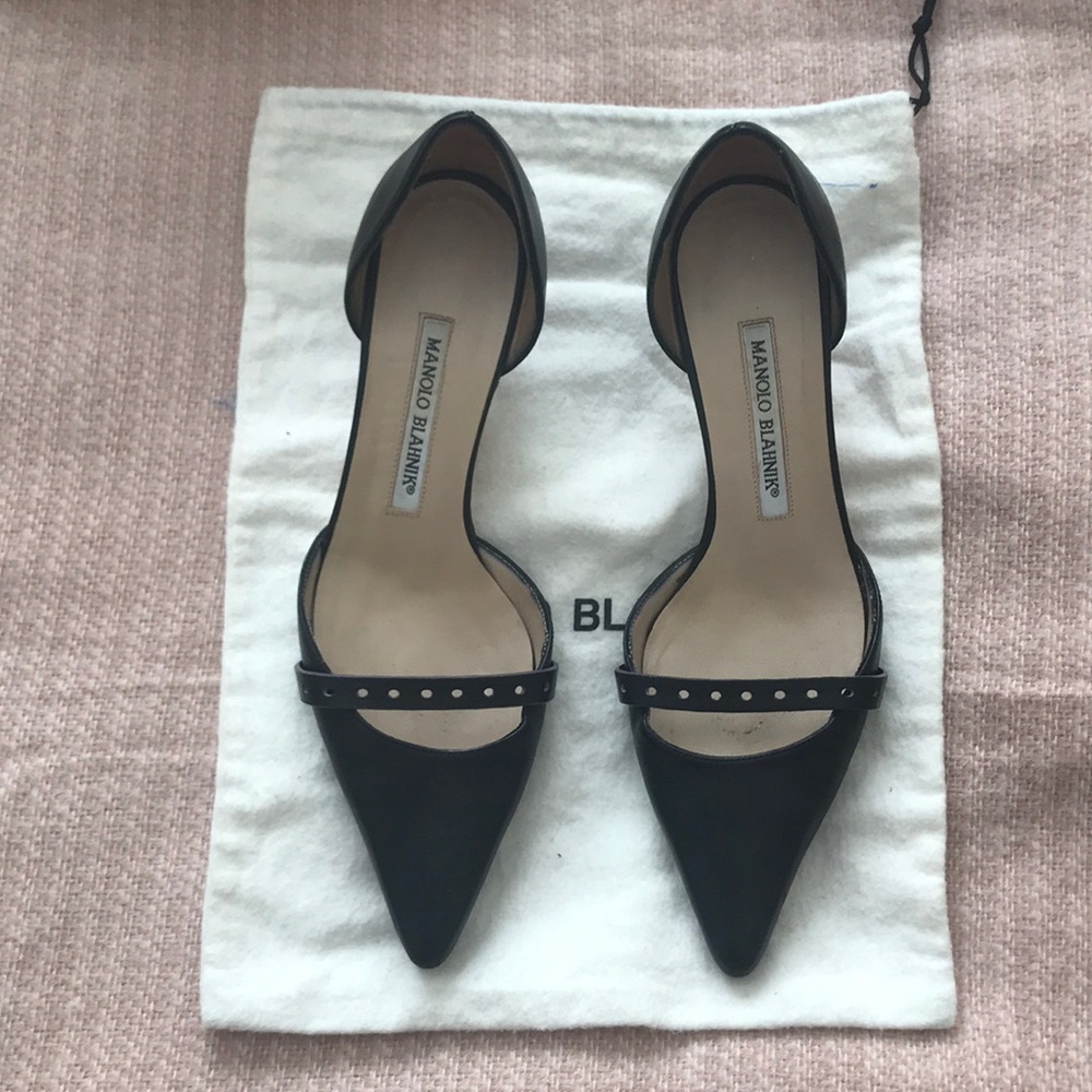 Manolo blahnik d’Orsay kitten heels.